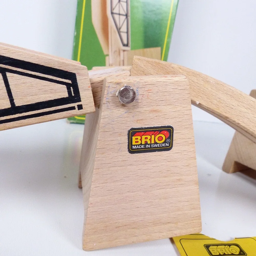 Vintage BRIO Lifting Bridge Wood Drawbridge Suspension 33364 Sweden Original Box